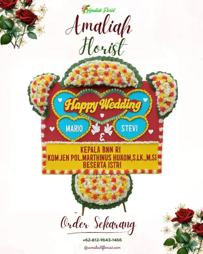 Karangan Papan Bunga Pernikahan di Cimpaeun